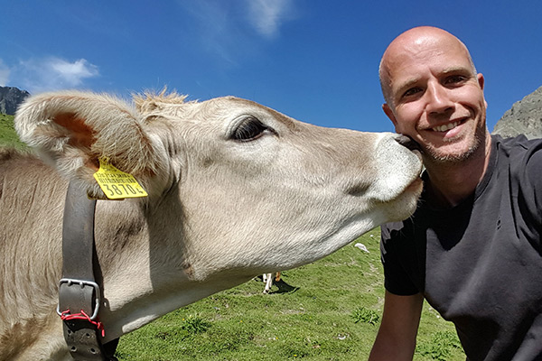 Me with a beautiful Alpine cow
