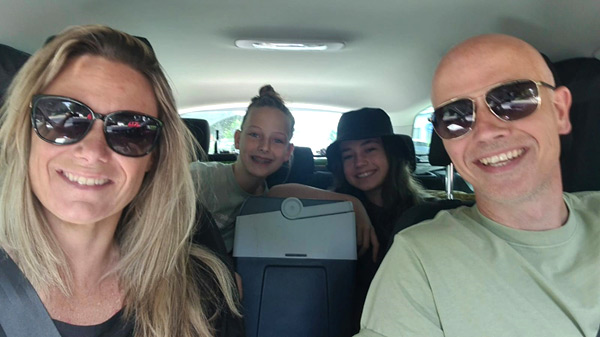 In the car to Italie